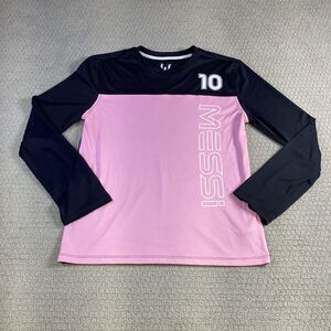 Messi Boys XL Long Sleeve Soccer Shirt Pink Black #10 Youth Jersey